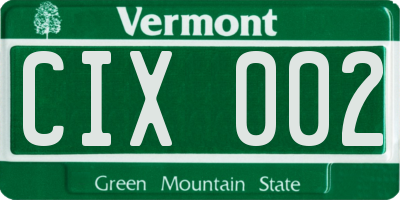VT license plate CIX002