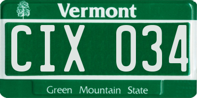 VT license plate CIX034