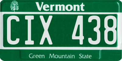 VT license plate CIX438