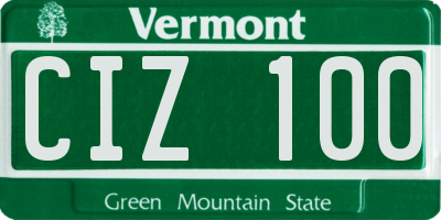VT license plate CIZ100