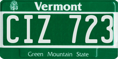 VT license plate CIZ723