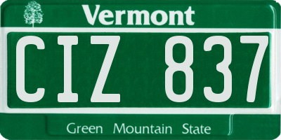 VT license plate CIZ837