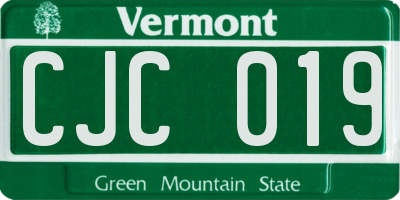 VT license plate CJC019