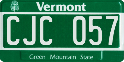 VT license plate CJC057