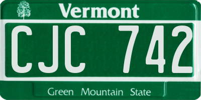 VT license plate CJC742