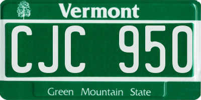 VT license plate CJC950