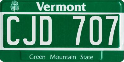 VT license plate CJD707