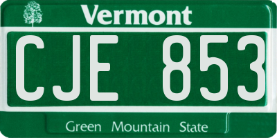 VT license plate CJE853