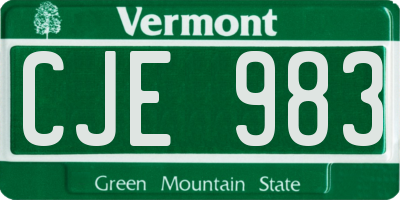 VT license plate CJE983