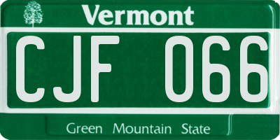 VT license plate CJF066