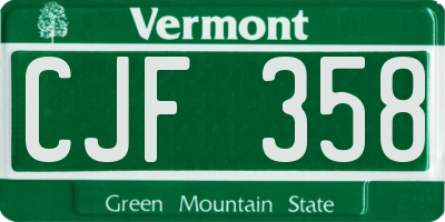 VT license plate CJF358