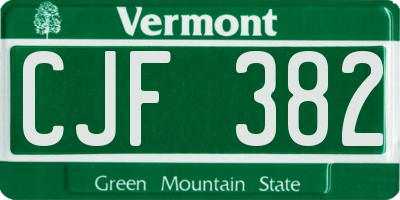 VT license plate CJF382