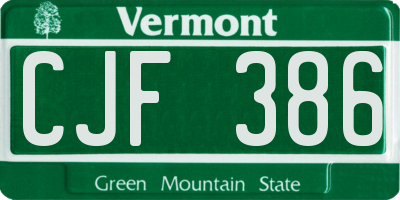 VT license plate CJF386