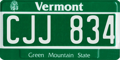 VT license plate CJJ834