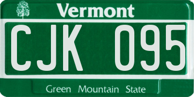 VT license plate CJK095