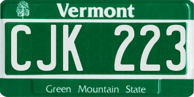VT license plate CJK223
