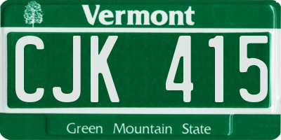 VT license plate CJK415