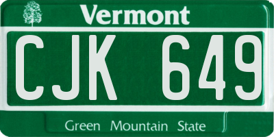 VT license plate CJK649