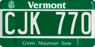 VT license plate CJK770