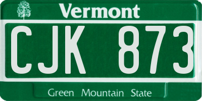 VT license plate CJK873