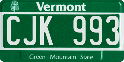 VT license plate CJK993