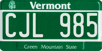 VT license plate CJL985