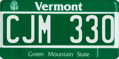 VT license plate CJM330