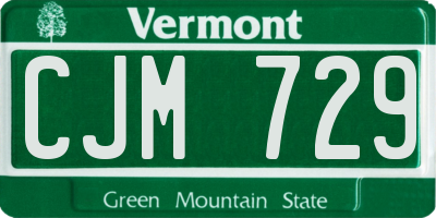 VT license plate CJM729
