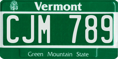 VT license plate CJM789