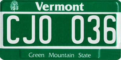 VT license plate CJO036