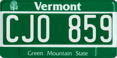 VT license plate CJO859