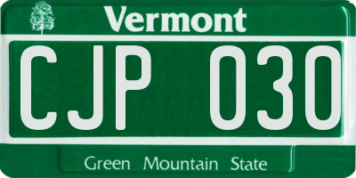 VT license plate CJP030
