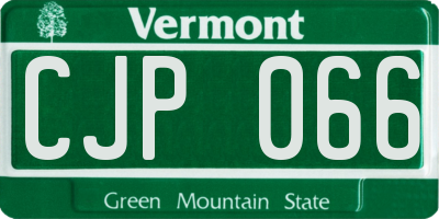 VT license plate CJP066
