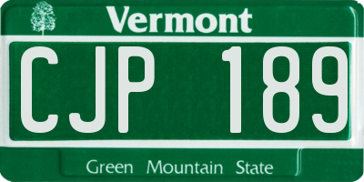 VT license plate CJP189