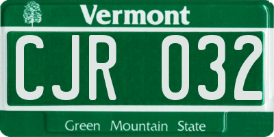 VT license plate CJR032