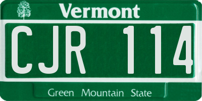 VT license plate CJR114