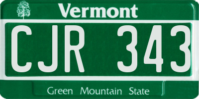 VT license plate CJR343