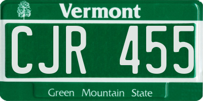 VT license plate CJR455