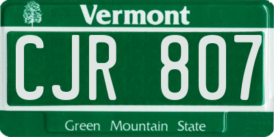 VT license plate CJR807