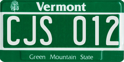 VT license plate CJS012