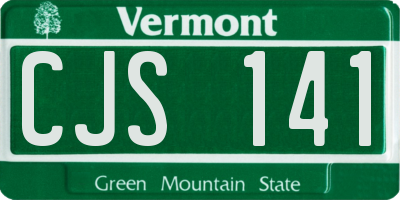 VT license plate CJS141