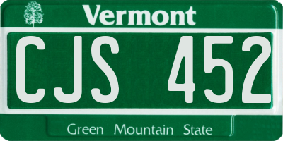 VT license plate CJS452