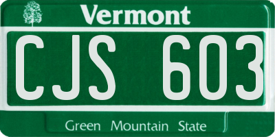 VT license plate CJS603