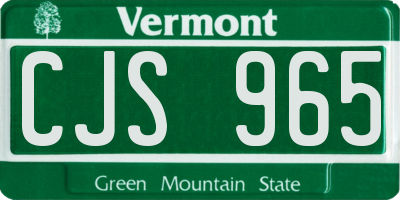 VT license plate CJS965
