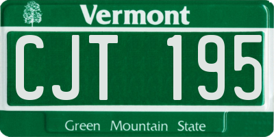 VT license plate CJT195