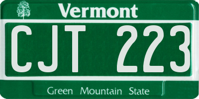 VT license plate CJT223