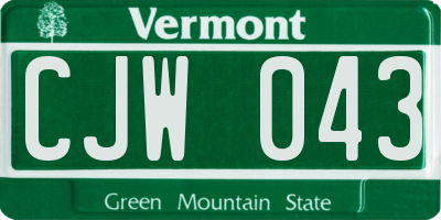VT license plate CJW043