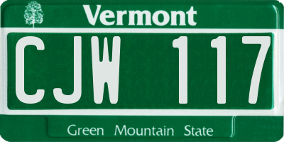 VT license plate CJW117