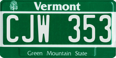 VT license plate CJW353