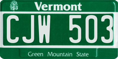 VT license plate CJW503